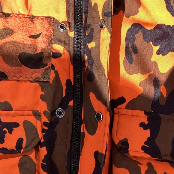 Vintage WINCHESTER ORANGE CAMOUFLAGE HUNTING JACKET w/Removable Hood Sz S UniSex - Picture 9 of 16